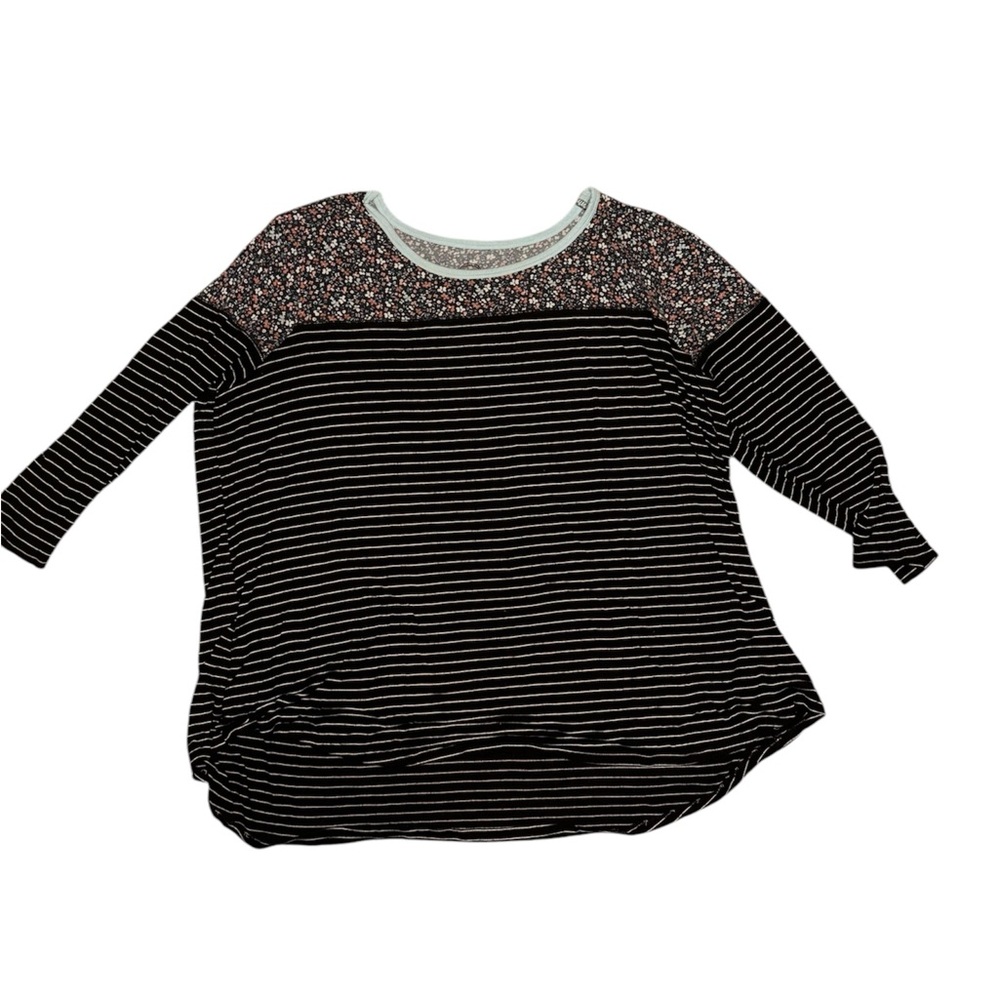 Maurices floral striped Black Long Sleeve Tee